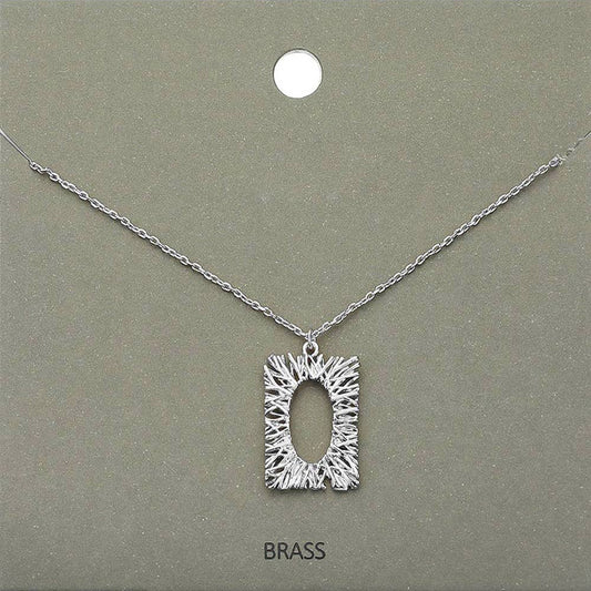 Madeline Love Rhodium Brass Metal Rectangle Pendant Necklace - Necklaces