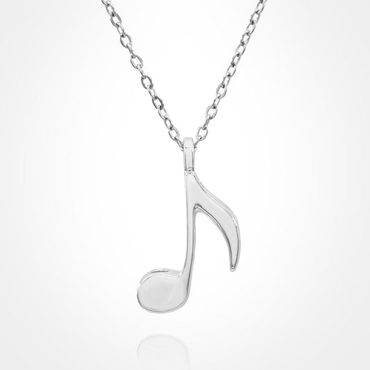Madeline Love Silver Stainless Steel Musical Note Pendant Necklace - Jewelry