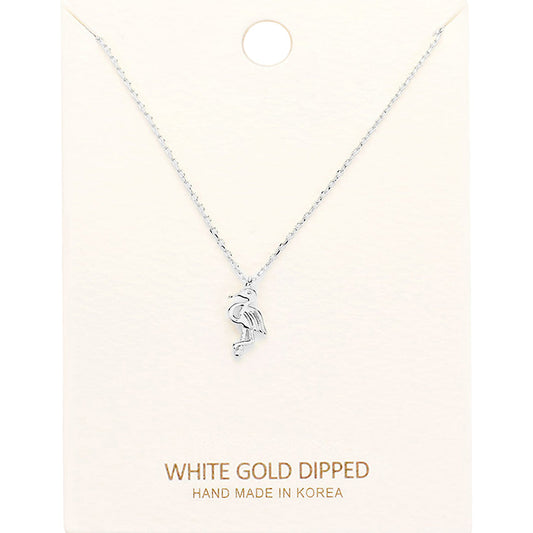 Madeline Love Rhodium White Gold Dipped Flamingo Pendant Necklace - Necklaces