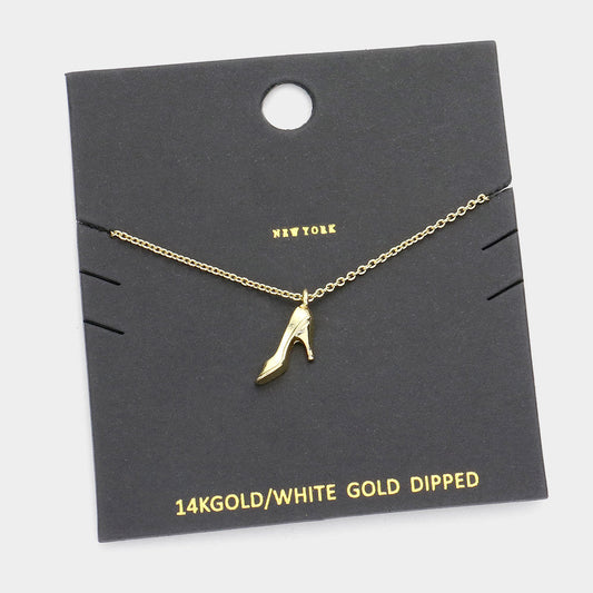 Madeline Love Gold Gold Dipped Metal Stiletto Heel Pendant Necklace - Necklaces