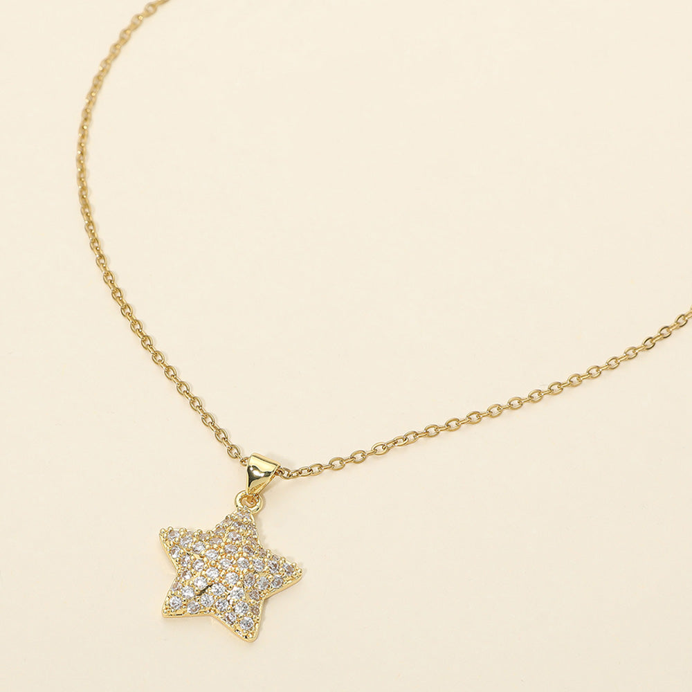 Madeline Love Gold Stainless Steel Rhinestone Pave Star Pendant Necklace