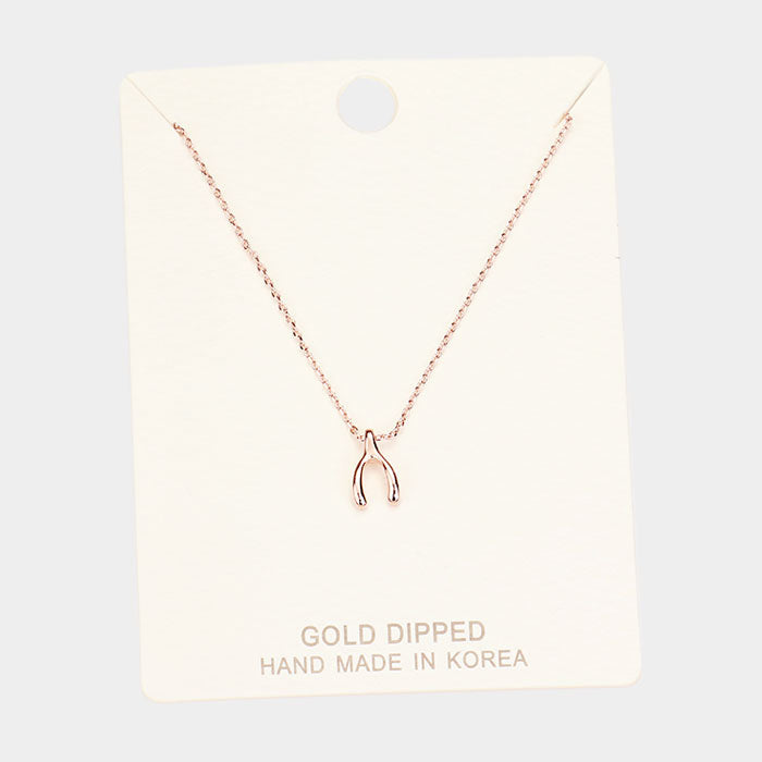 Madeline Love Rose Gold Gold Dipped Wishbone Pendant Necklace - Necklaces