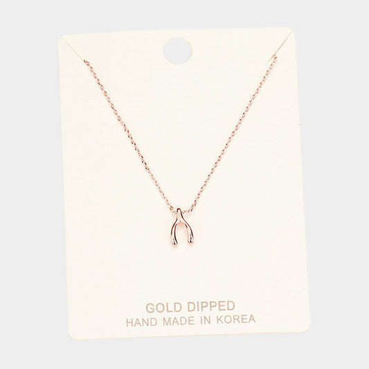 Madeline Love Rose Gold Gold Dipped Wishbone Pendant Necklace - Necklaces
