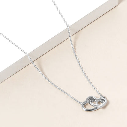 White Gold Dipped Double Heart Link Pendant Necklace