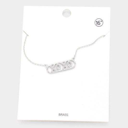 Madeline Love Rhodium XOXO Brass Metal Rhinestone Embellished Message Pendant Necklace - Necklaces