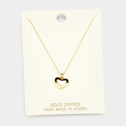 Madeline Love Gold Gold Dipped Metal Heart Pendant Necklace - Necklaces