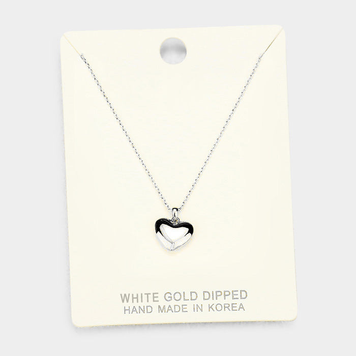 Madeline Love Rhodium White Gold Dipped Metal Heart Pendant Necklace - Necklaces