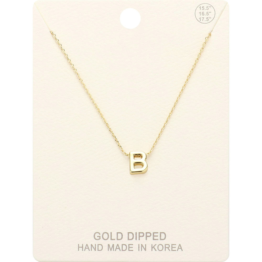Madeline Love Gold -B- Gold Dipped Initial Monogram Metal Pendant Necklace - Necklaces