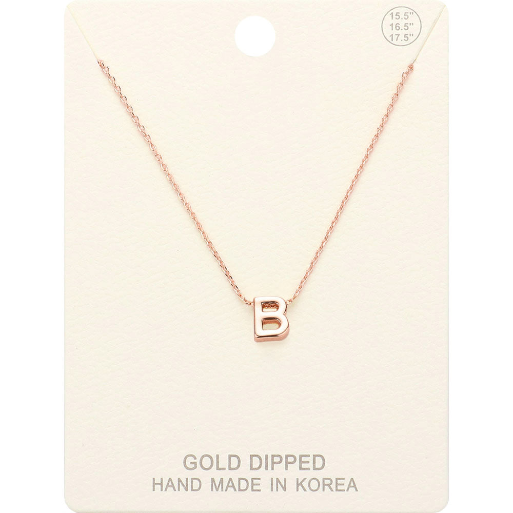 Madeline Love Rose Gold -B- Gold Dipped Initial Monogram Metal Pendant Necklace - Necklaces