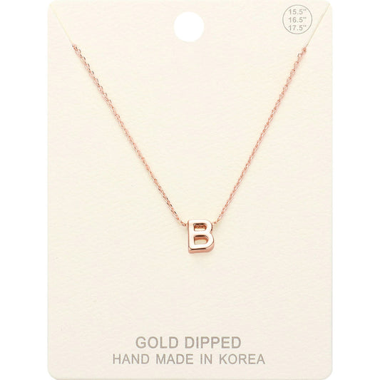 Madeline Love Rose Gold -B- Gold Dipped Initial Monogram Metal Pendant Necklace - Necklaces