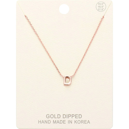 Madeline Love Rose Gold -D- Gold Dipped Initial Monogram Metal Pendant Necklace - Necklaces