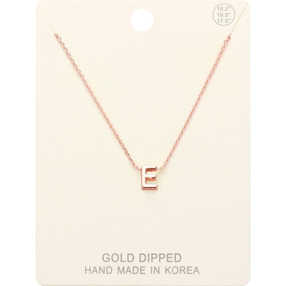 Madeline Love Rose Gold -E- Gold Dipped Initial Monogram Metal Pendant Necklace - Necklaces