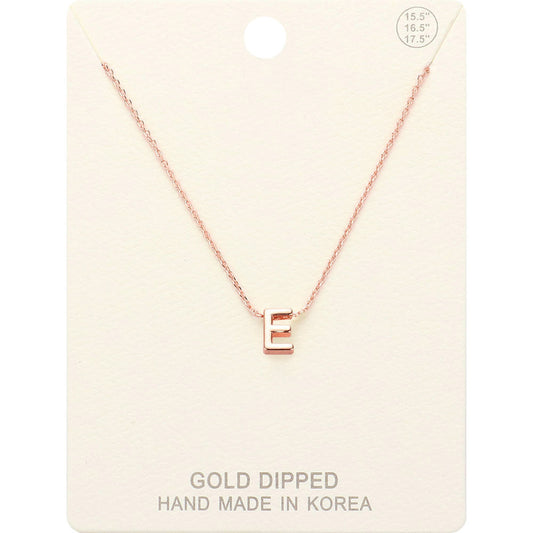 Madeline Love Rose Gold -E- Gold Dipped Initial Monogram Metal Pendant Necklace - Necklaces