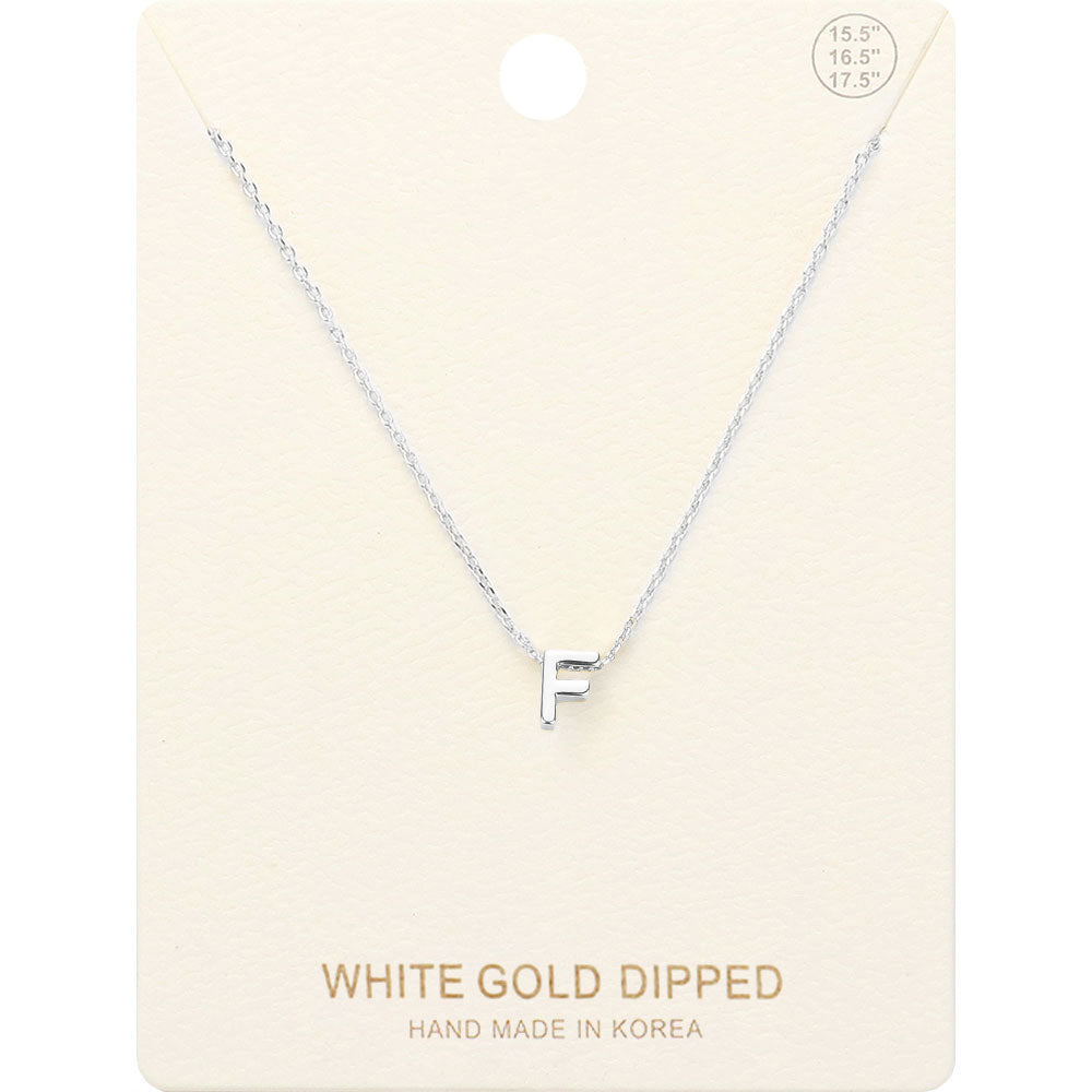 Madeline Love Rhodium -F- White Gold Dipped Initial Monogram Metal Pendant Necklace - Necklaces
