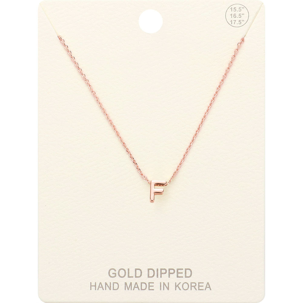 Madeline Love Rose Gold -F- Gold Dipped Initial Monogram Metal Pendant Necklace - Necklaces
