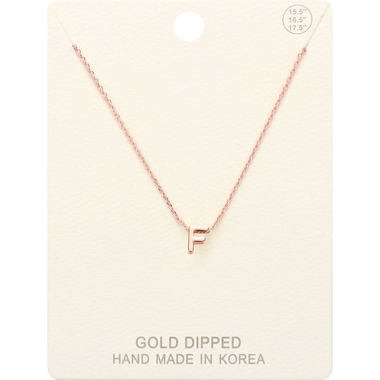 Madeline Love Rose Gold -F- Gold Dipped Initial Monogram Metal Pendant Necklace - Necklaces