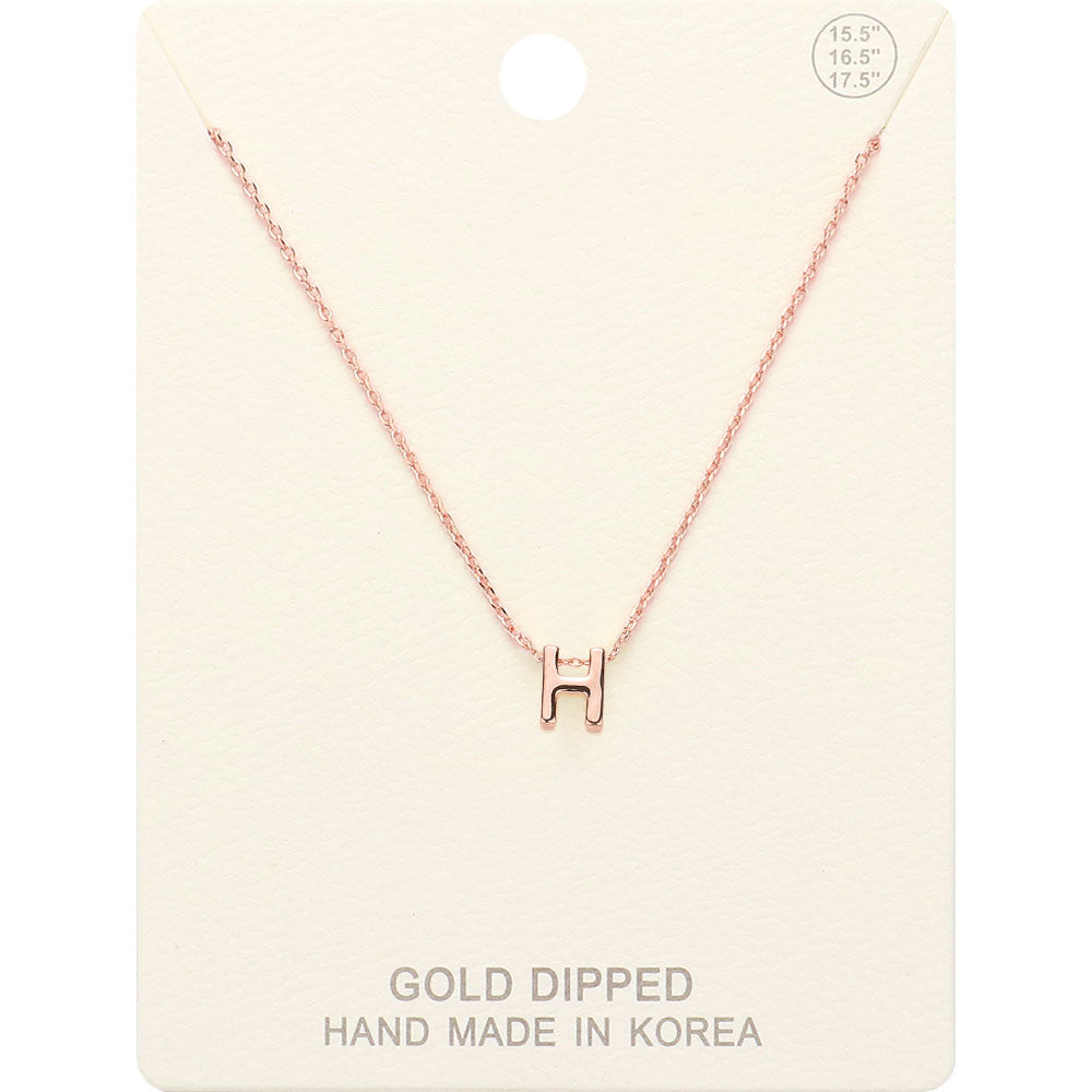 Madeline Love Rose Gold -H- Gold Dipped Initial Monogram Metal Pendant Necklace - Necklaces