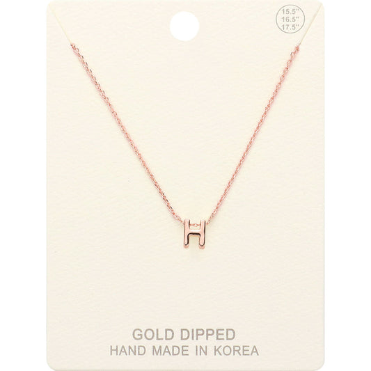 Madeline Love Rose Gold -H- Gold Dipped Initial Monogram Metal Pendant Necklace - Necklaces