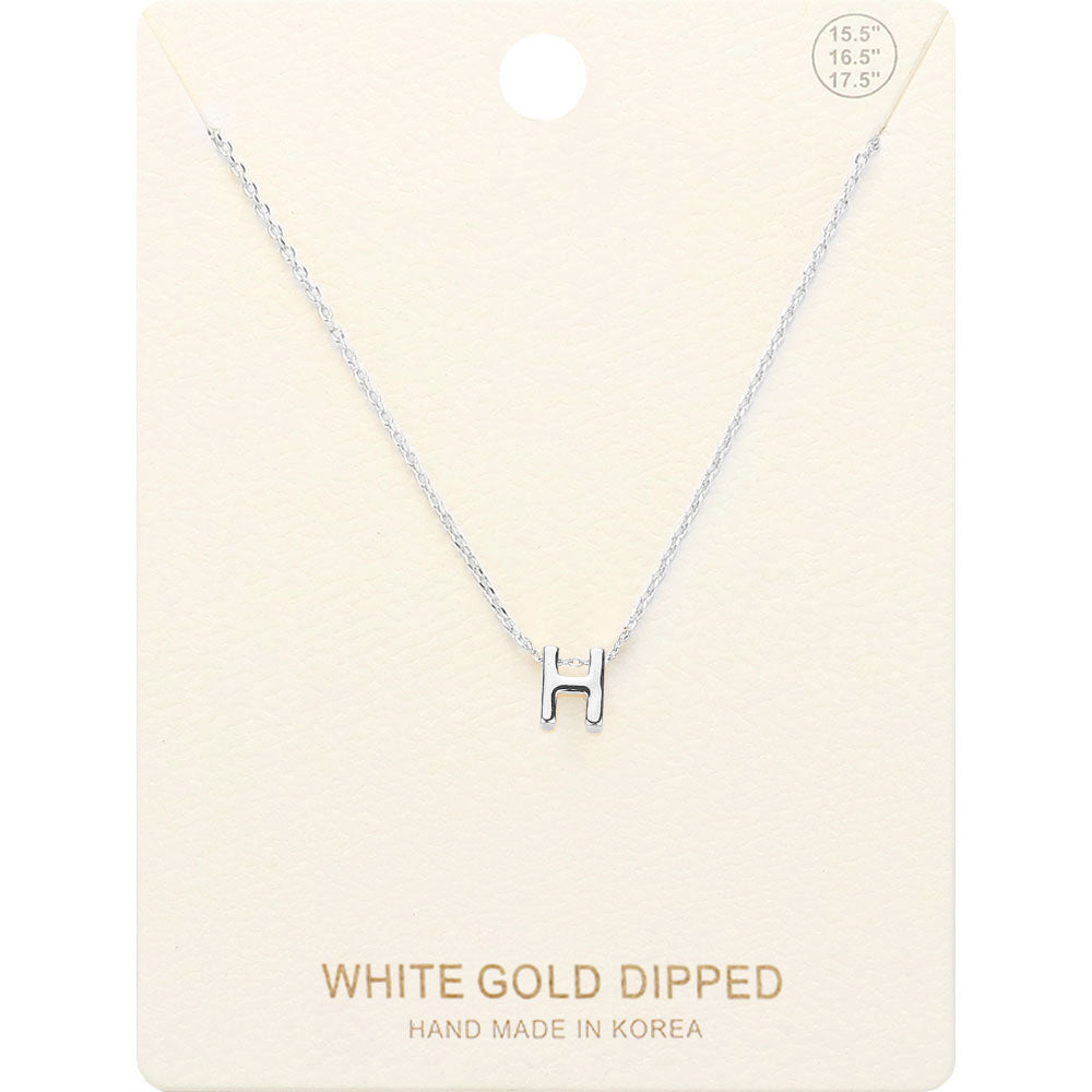 Madeline Love Rhodium -H- White Gold Dipped Initial Monogram Metal Pendant Necklace - Necklaces