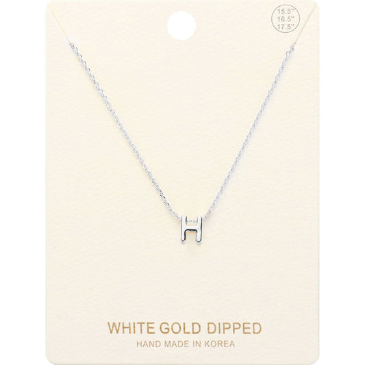 Madeline Love Rhodium -H- White Gold Dipped Initial Monogram Metal Pendant Necklace - Necklaces