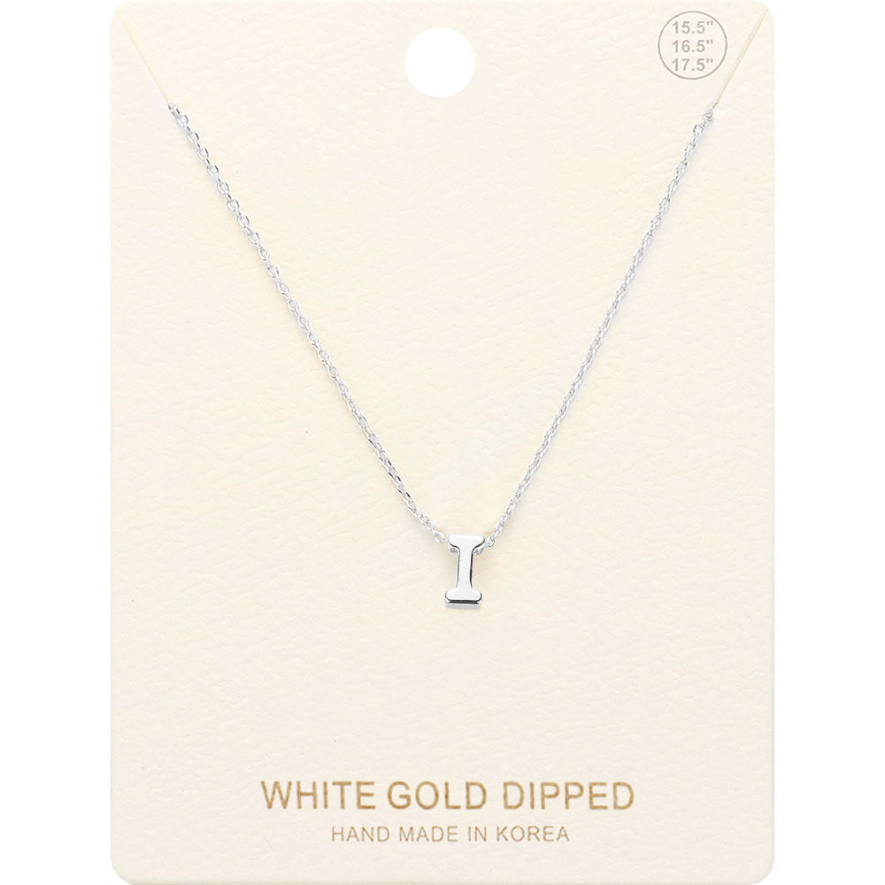 Madeline Love Rhodium -I- White Gold Dipped Initial Monogram Metal Pendant Necklace - Necklaces