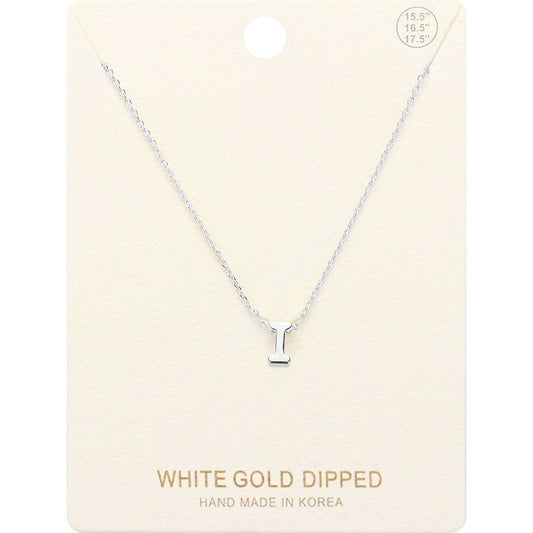 Madeline Love Rhodium -I- White Gold Dipped Initial Monogram Metal Pendant Necklace - Necklaces