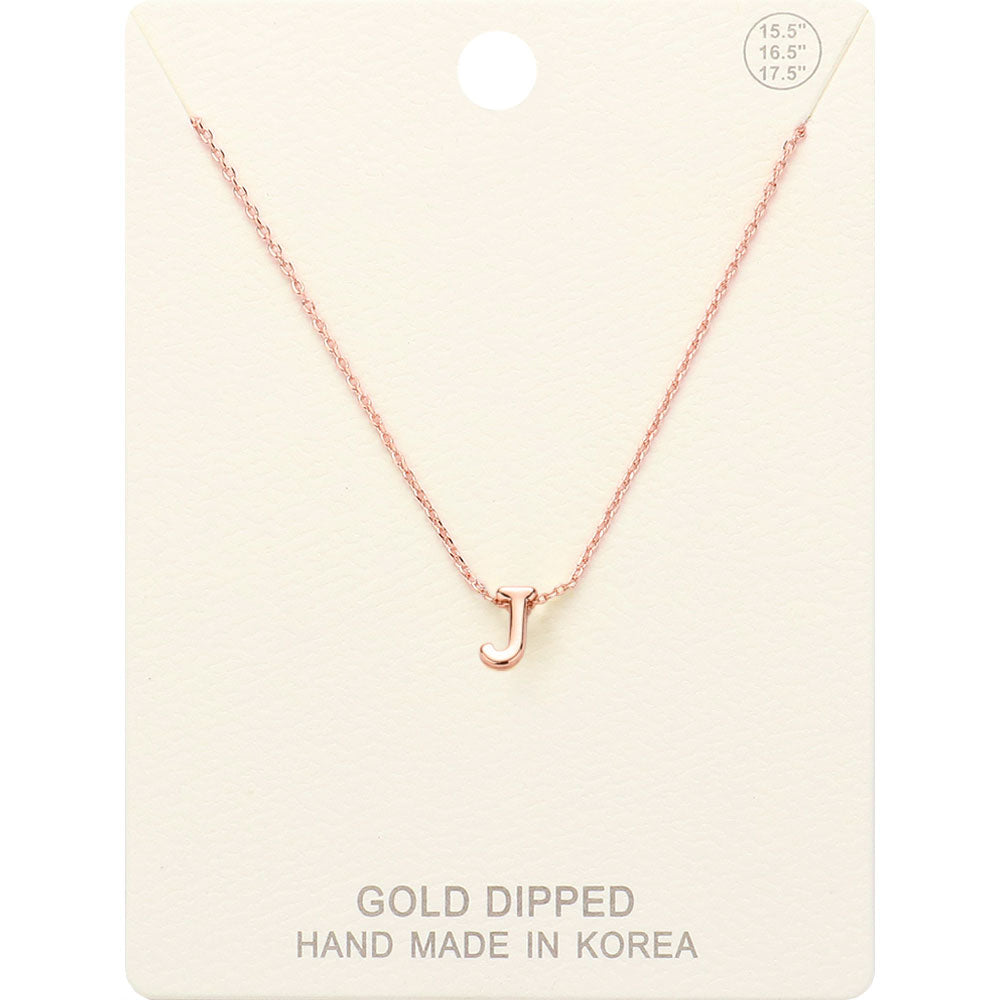 Madeline Love Rose Gold -J- Gold Dipped Initial Monogram Metal Pendant Necklace - Necklaces