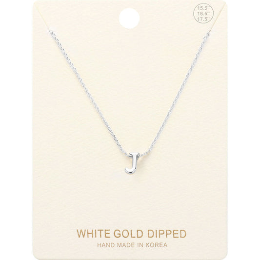Madeline Love Rhodium -J- White Gold Dipped Initial Monogram Metal Pendant Necklace - Necklaces