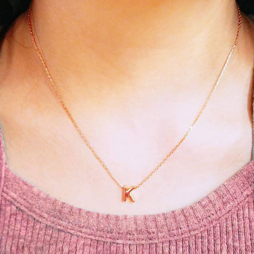 Madeline Love Rose Gold -K- Gold Dipped Initial Monogram Metal Pendant Necklace - Necklaces