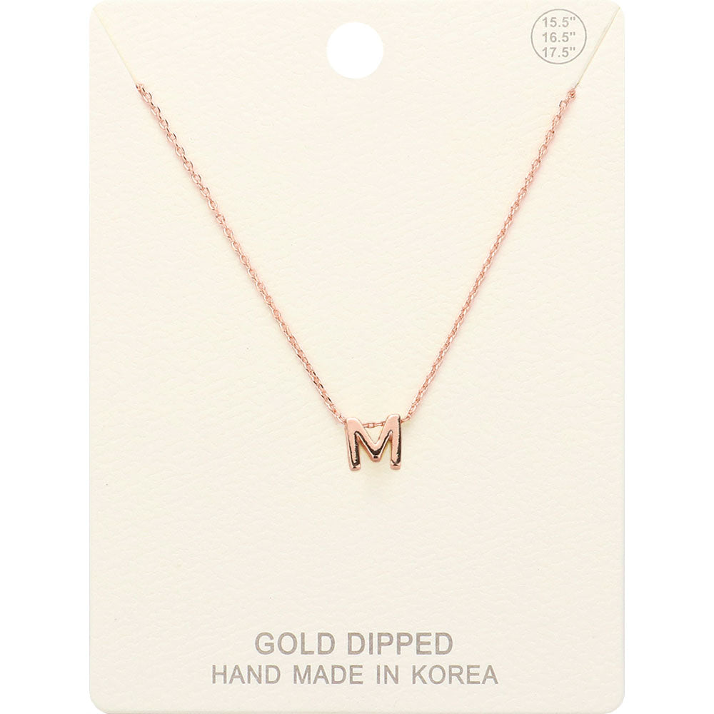 Madeline Love Rose Gold -M- Gold Dipped Initial Monogram Metal Pendant Necklace - Necklaces