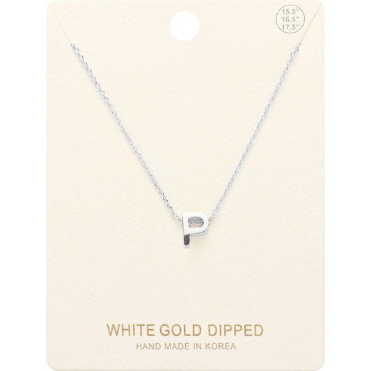 Madeline Love Rhodium -P- White Gold Dipped Initial Monogram Metal Pendant Necklace - Necklaces