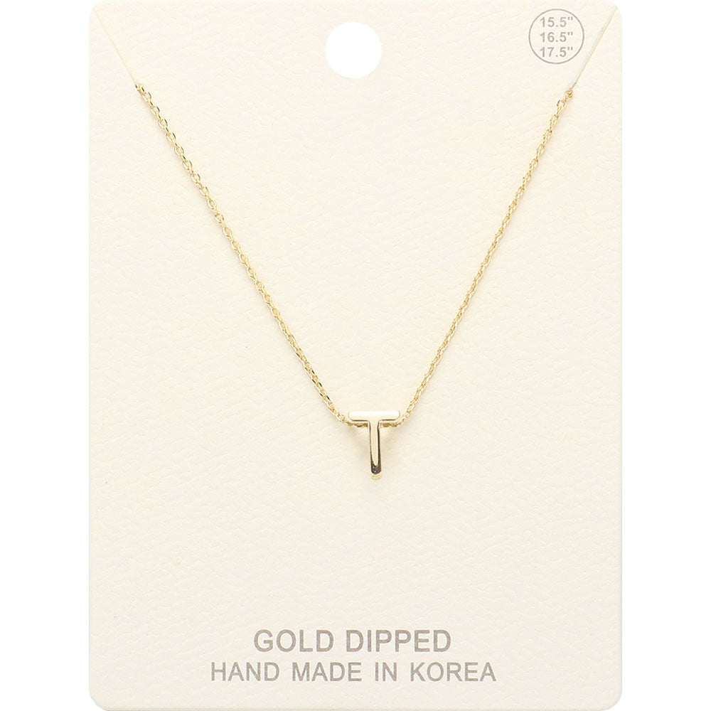 Madeline Love Gold -T- Gold Dipped Initial Monogram Metal Pendant Necklace - Necklaces