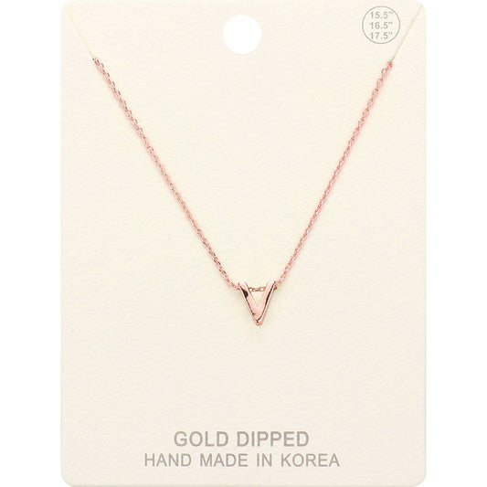 Madeline Love Rose Gold -V- Gold Dipped Initial Monogram Metal Pendant Necklace - Necklaces