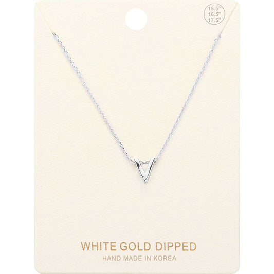 Madeline Love Rhodium -V- White Gold Dipped Initial Monogram Metal Pendant Necklace - Necklaces