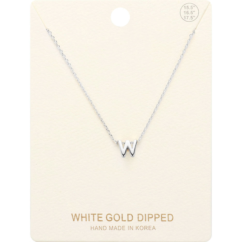 Madeline Love Rhodium -W- White Gold Dipped Initial Monogram Metal Pendant Necklace - Necklaces