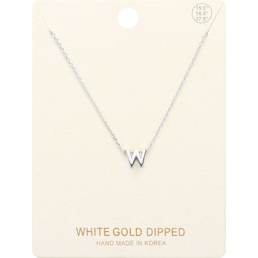 Madeline Love Rhodium -W- White Gold Dipped Initial Monogram Metal Pendant Necklace - Necklaces