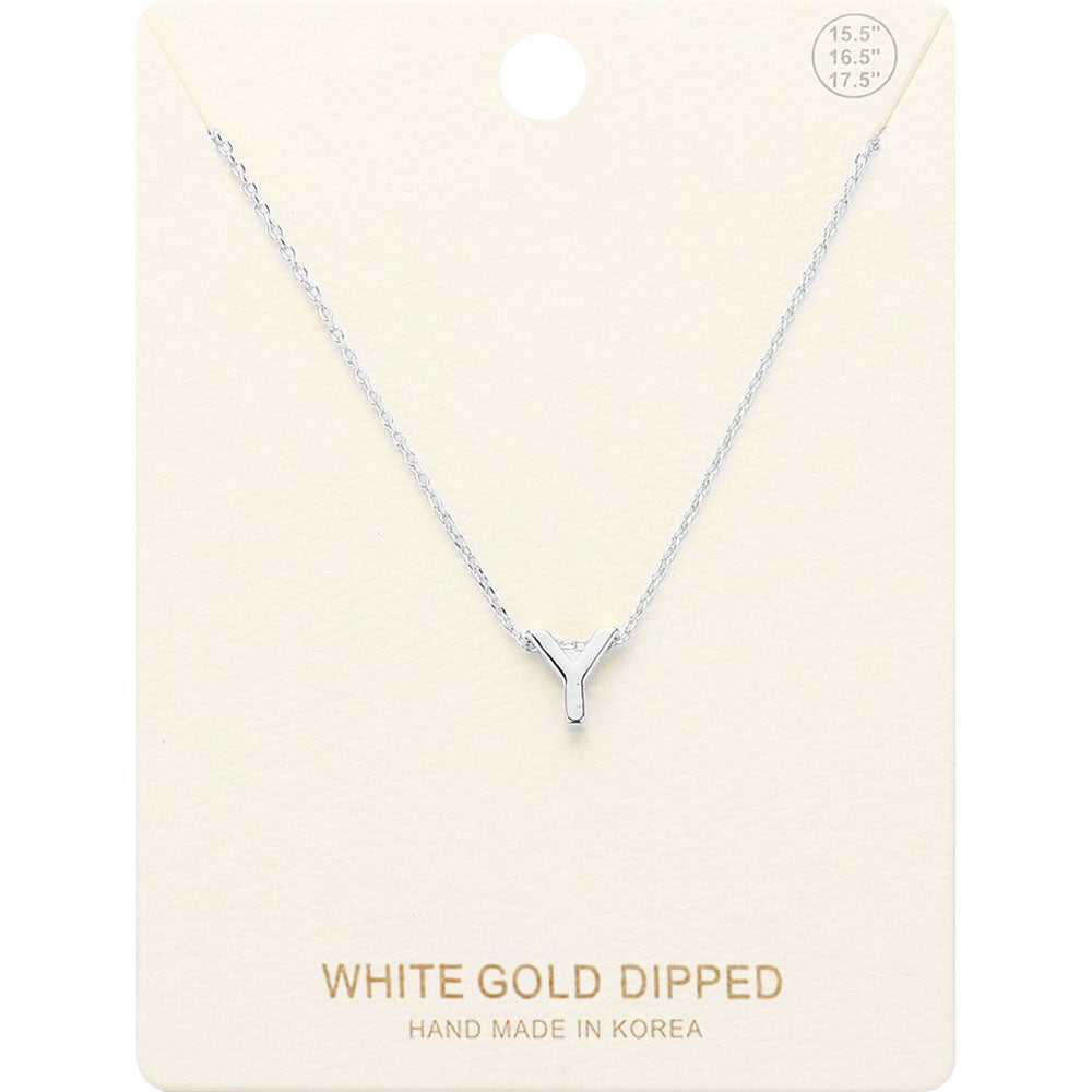Madeline Love Rhodium -Y- White Gold Dipped Initial Monogram Metal Pendant Necklace - Necklaces