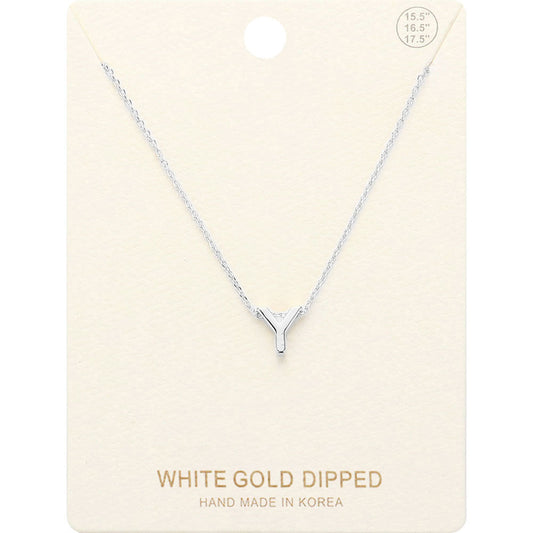 Madeline Love Rhodium -Y- White Gold Dipped Initial Monogram Metal Pendant Necklace - Necklaces