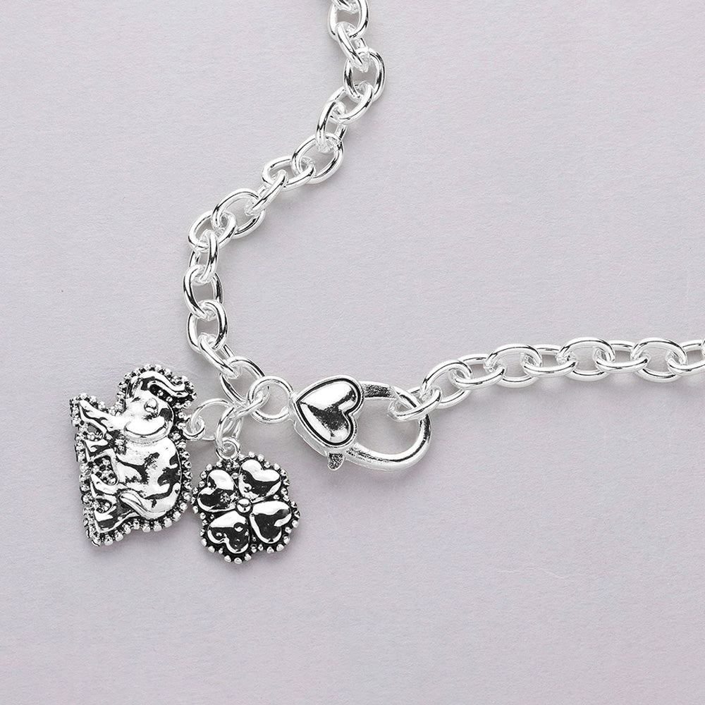 Madeline Love Antique Silver Antique Metal Elephant Clover Pendant Necklace - Necklaces