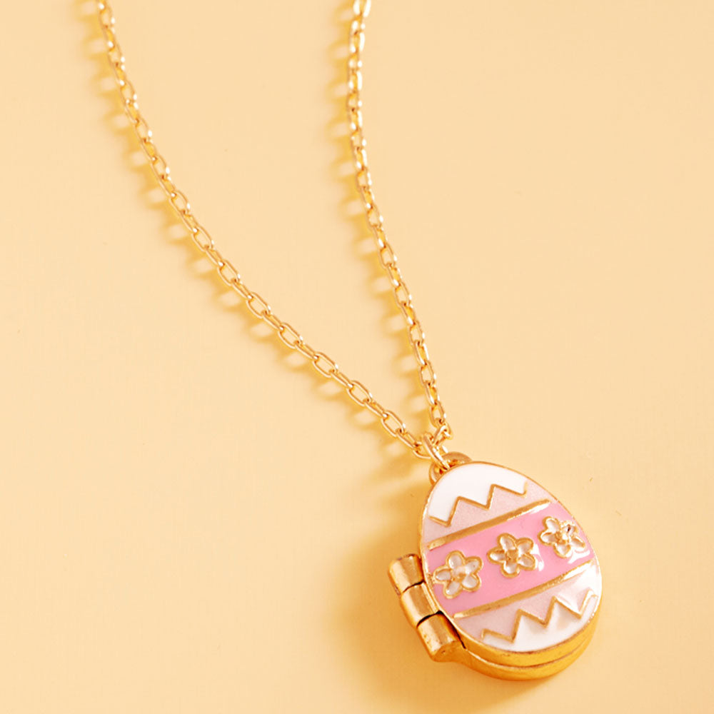 Madeline Love Pink Enamel Easter Egg Locket Pendant Necklace - Jewelry
