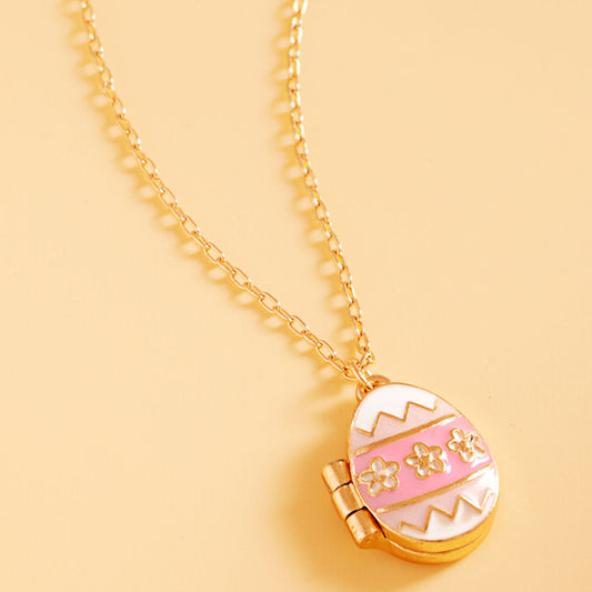 Madeline Love Pink Enamel Easter Egg Locket Pendant Necklace - Jewelry