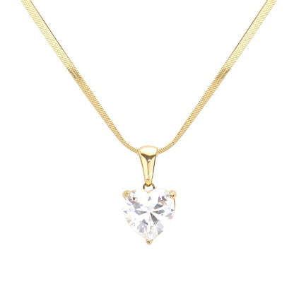 18K Gold Dipped Stainless Steel CZ Heart Pendant Necklace, a perfect way to add a luxurious touch to any outfit. Crafted from stainless steel in 18K gold plating, it features a sparkling cubic zirconia heart pendant. Durable and long-lasting, it's sure to make a statement. Perfect gift for Valentine's or any other day