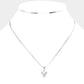 Stainless Steel CZ Heart Pendant Necklace - Necklaces