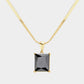 Madeline Love Black, Gold 18K Gold Dipped Stainless Steel CZ Rectangle Pendant Necklace - Hair Accessories