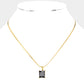 Madeline Love Black, Gold 18K Gold Dipped Stainless Steel CZ Rectangle Pendant Necklace - Hair Accessories - desc
