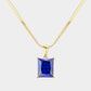Madeline Love Blue, Gold 18K Gold Dipped Stainless Steel CZ Rectangle Pendant Necklace - Hair Accessories
