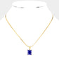 Madeline Love Blue, Gold 18K Gold Dipped Stainless Steel CZ Rectangle Pendant Necklace - Hair Accessories - desc