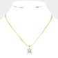 Madeline Love Clear, Gold 18K Gold Dipped Stainless Steel CZ Rectangle Pendant Necklace - Hair Accessories - desc