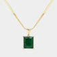 Madeline Love Gold, Green 18K Gold Dipped Stainless Steel CZ Rectangle Pendant Necklace - Hair Accessories