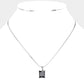 Madeline Love Black, Rhodium Stainless Steel CZ Rectangle Pendant Necklace - Hair Accessories - desc